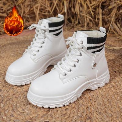 Женские ботильоны Новые плюшевые теплые зимние ботильоны Меховые ботинки на массивной подошве Женская мода Уличная Роскошная женская обувь Botas De Mujer