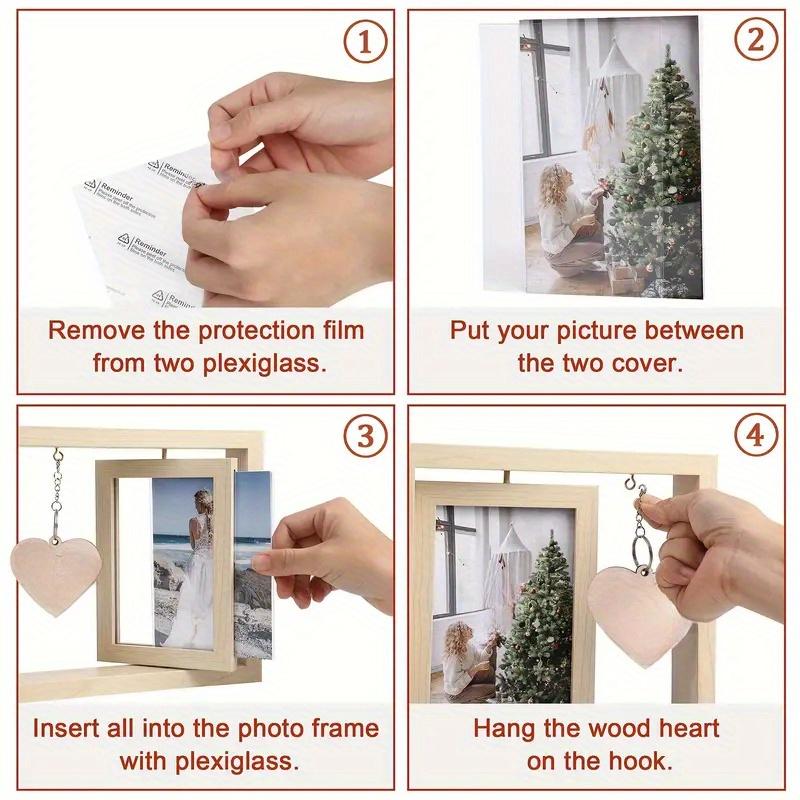 Подставка для фоторамки Деревянная вращающаяся креативная двухсторонняя фоторамка для памятников