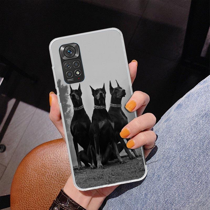 Черный Чехол для Телефона с Изображением Таксы и Добермана для Xiaomi Redmi Note 15 14 14S 13 Pro Plus 12 12S 11S 11E 10S 10 11T 5G Uniq