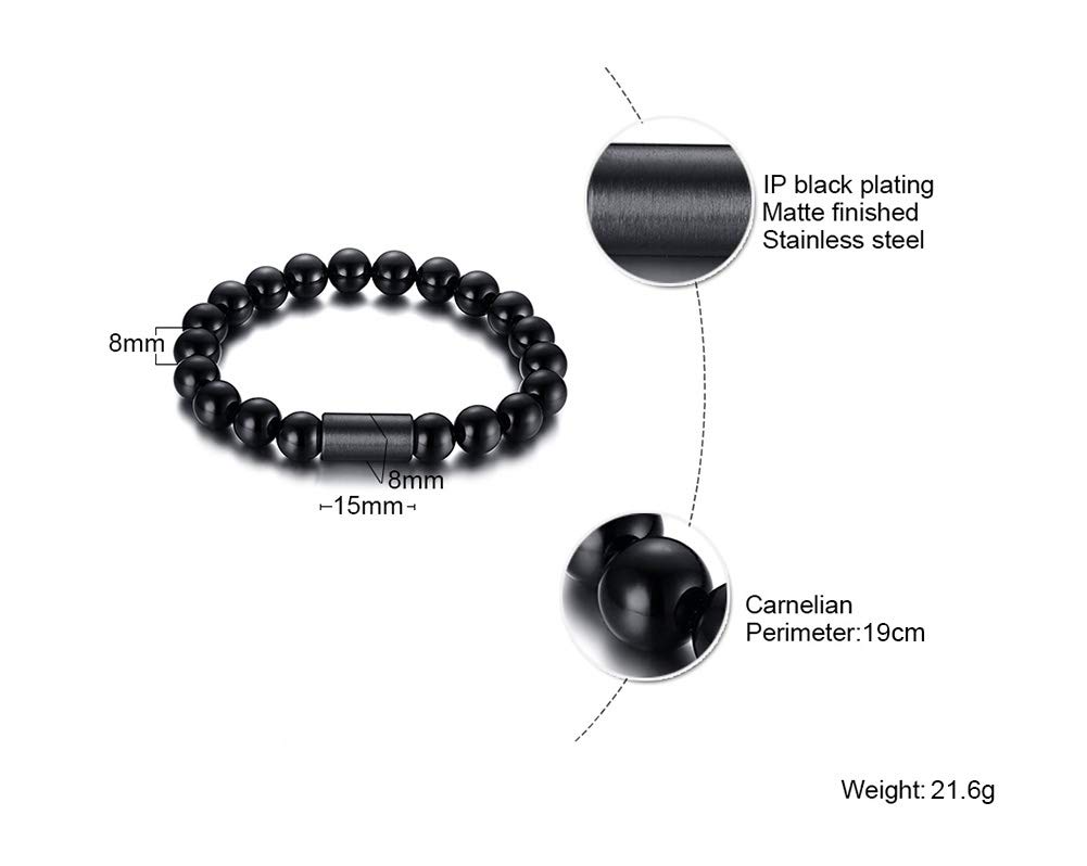 Deelfel Мужской браслет из агата с черными молитвенными бусинами