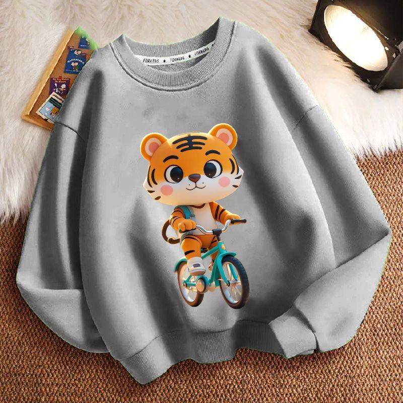 Милое худи с тигрёнком для детей, повседневный топ для мальчиков и девочек на весну и осень