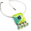 [E0398] - Blue Green 'Mimosas' Designer Necklace