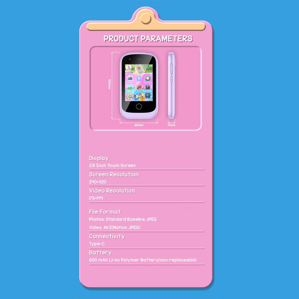 Детский смартфон с камерой, игрушка, сенсорный экран, единорог, детский мобильный MP3-плеер, цифровая камера, развивающие игрушки для девочек и мальчиков в возрасте от 3 до 8 лет