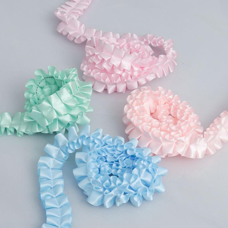 Elegant Multifunction 2.5cm Wide Ruffled Ribbon Polyester Ribbon Ruffled Lolita Headdress Clothing Design Diy Lace Accessories Home Decoration