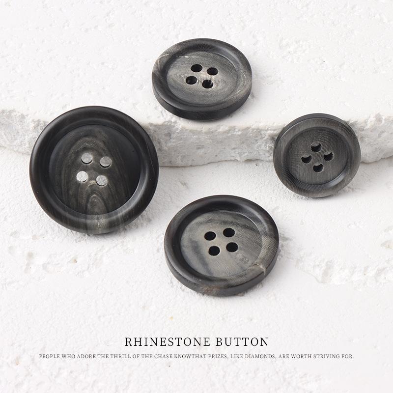 5 шт. Пуговицы с закругленными краями в виде рога, лазерно-серые, белые, высококачественные пуговицы для пальто, тренча, пуговицы-четырехглазки, пуговицы для пиджака, формального костюма