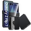 For Samsung Galaxy Z Flip 7 with Card Holder [RFID Blocking] & Hinge Protection & HD Screen Protector,Rugged Anti-Scratch Phone Case-Mint Green