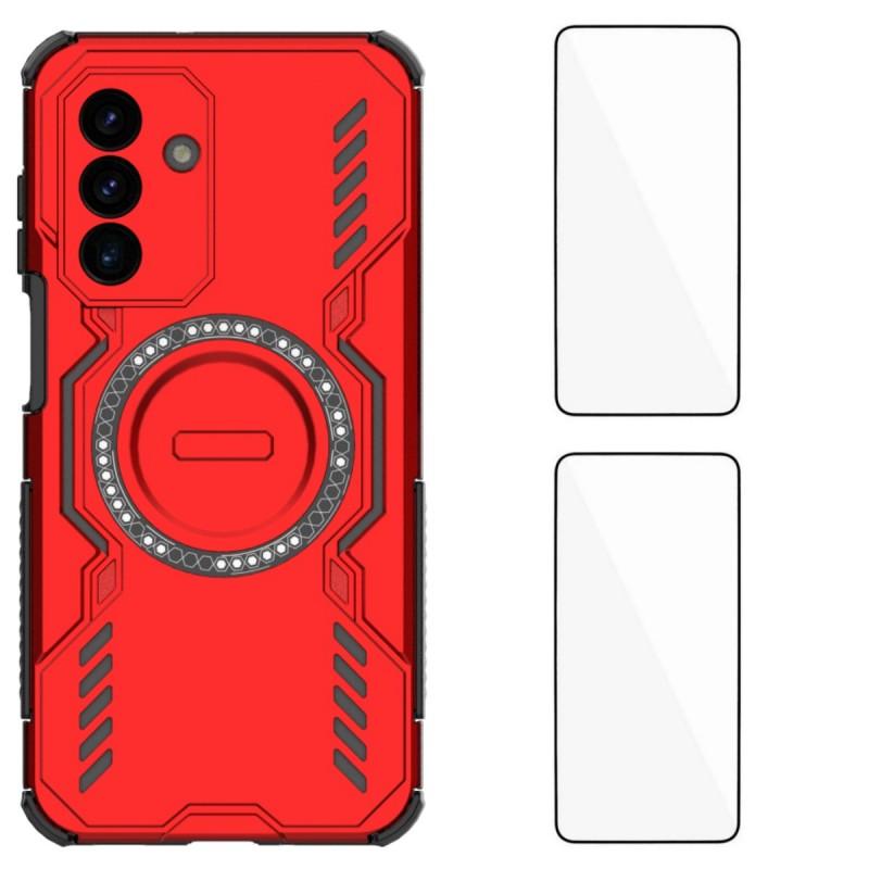 For Samsung Galaxy A17 5G Magnetic Case WANLONFENG DJ Series PC TPU Phone Cover with 2Pcs Tempered Glass Film