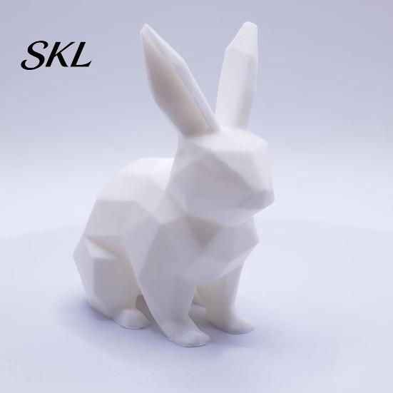 Burr-free Smooth Surface Decor 3D Printed Geometric Rabbit Ornaments, Creative Bunny Figurine, Minimalist Animal White Statue Art Decoration,