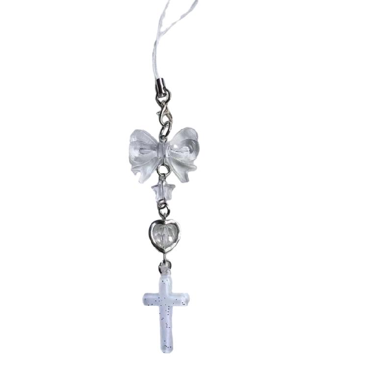 Подвеска-подвеска с бусиной в виде креста и сердца, ремешок для телефона, милое украшение для сумки для девочек
