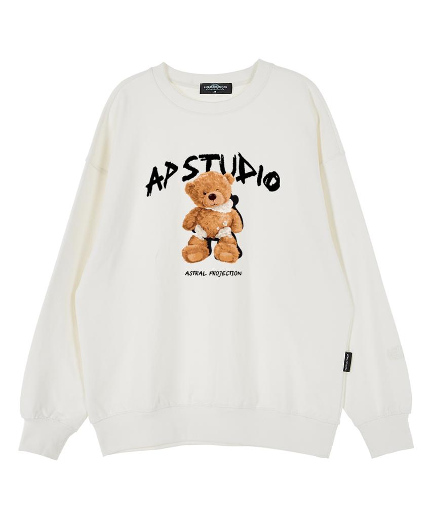 ASTRAL PROJECTION Wink Beardoll Oversized Drop Shoulder Sweatshirt_White