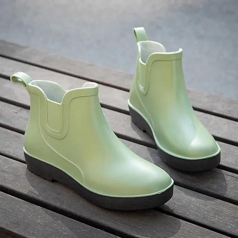 Fashion Rain Shoes Women's Korean Version Anti Slip Rain Boots Short Tube Fashionable External Style New Rubber Shoe Cover