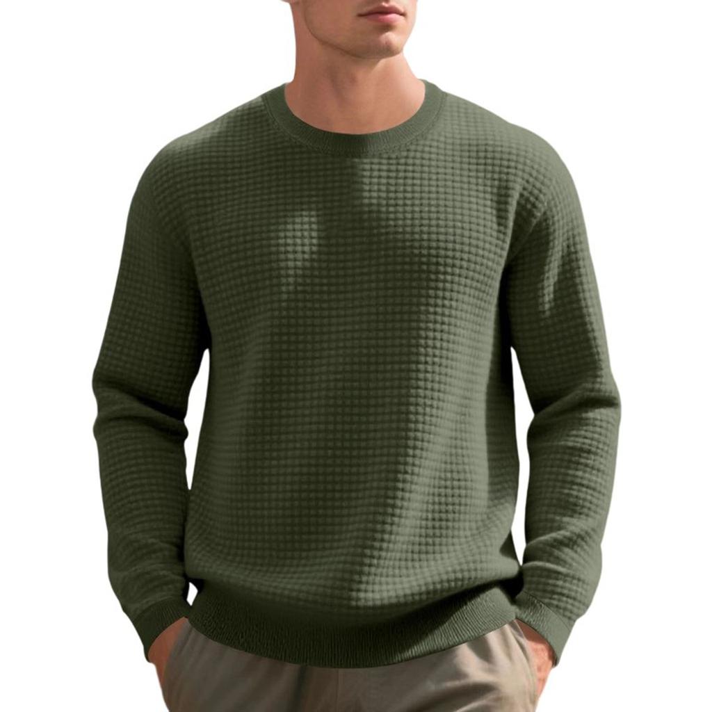 Men Lightweight Long Sleeve Pullover Solid Color Casual Loose Fall Winter Clothing