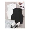Women's 2 Piece Corded 100% Cotton Knitted Camisole Crop Blouse Athlete