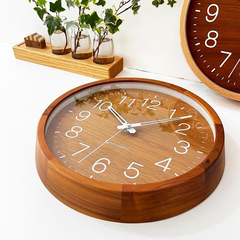 KATOMOKU muku clock 2 Walnut Wall Clock with Continuous Second Hand, KM-46WARCS, 306mm (SKP Radio-Controlled Clock)