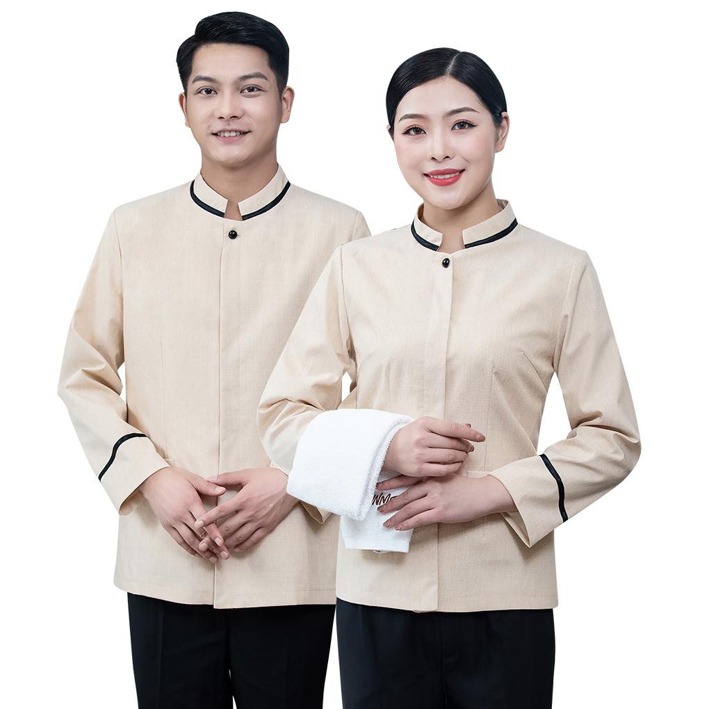 Униформа для горничных с длинным рукавом, аккуратная строчка, удобная, прочная, для прямой осанки, износостойкая, одежда для официанток