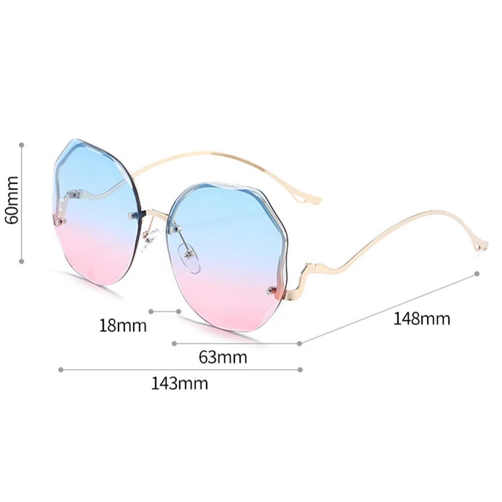 Oversized Rimless Sunglasses New Fashion Women Pink Shades Brand Design Blue Sun Glasses for Decoration Travelling Beach
