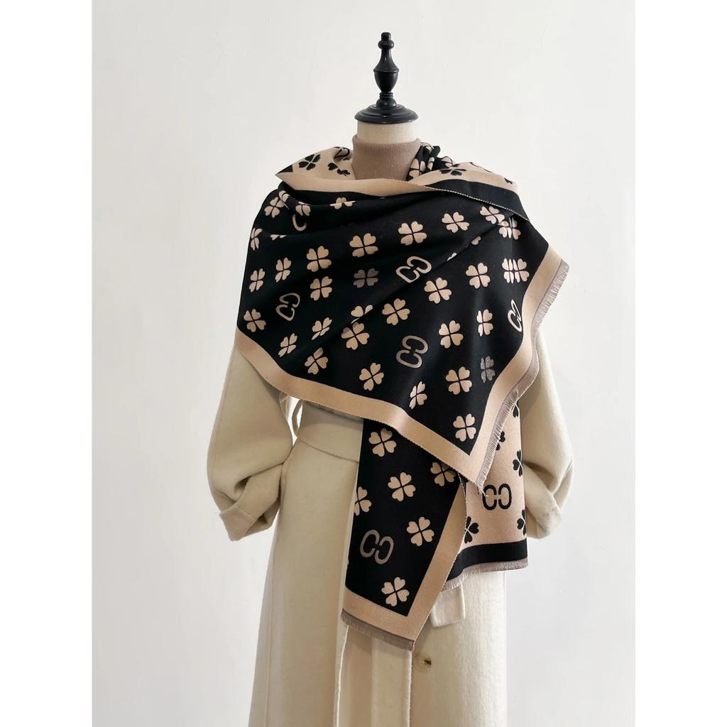 Women Pashmina Scarves Fringe Wrap Winter Warm Fashion Brands Designer Cashmere Two-Sided Letter Scarf Blanket Soft Shawls