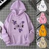 European and American Basic Butterfly Printing Casual Hooded Sweater Women's Autumn and Winter with the Same Versatile Loose Top