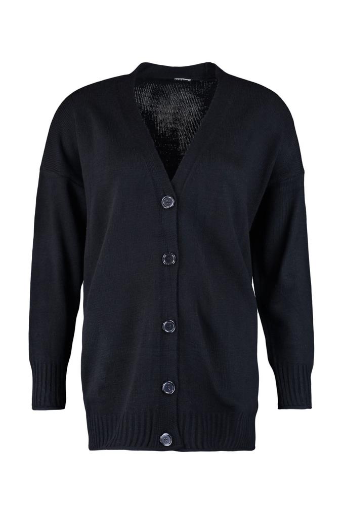 Женский элегантный кардиган больших размеров, черный вязаный кардиган на пуговицах