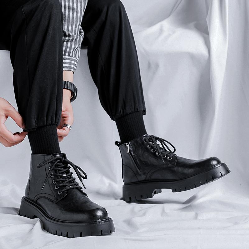 Мужские высокие модные ботинки «Челси» Мотоциклетные ботинки и ботинки по щиколотку Водонепроницаемые ботинки Мужская кожаная обувь Мужские повседневные ботинки на толстой подошве
