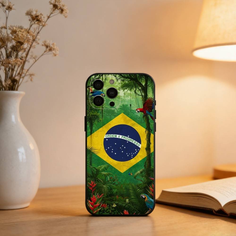 Бразилия Бразильский флаг Чехол для телефона Для iPhone 17,16,15,14,13,12,11 Plus,Pro Max,XS,Мягкий силиконовый Черный чехол