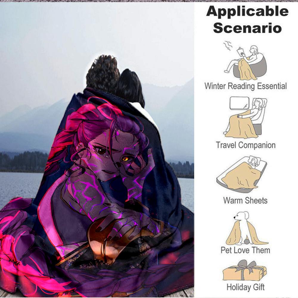 1pc KPop Demon Hunters Cozy Print Blanket Lightweight Warm Flannel Throw Blanket For Sofa, Bed, Living Room