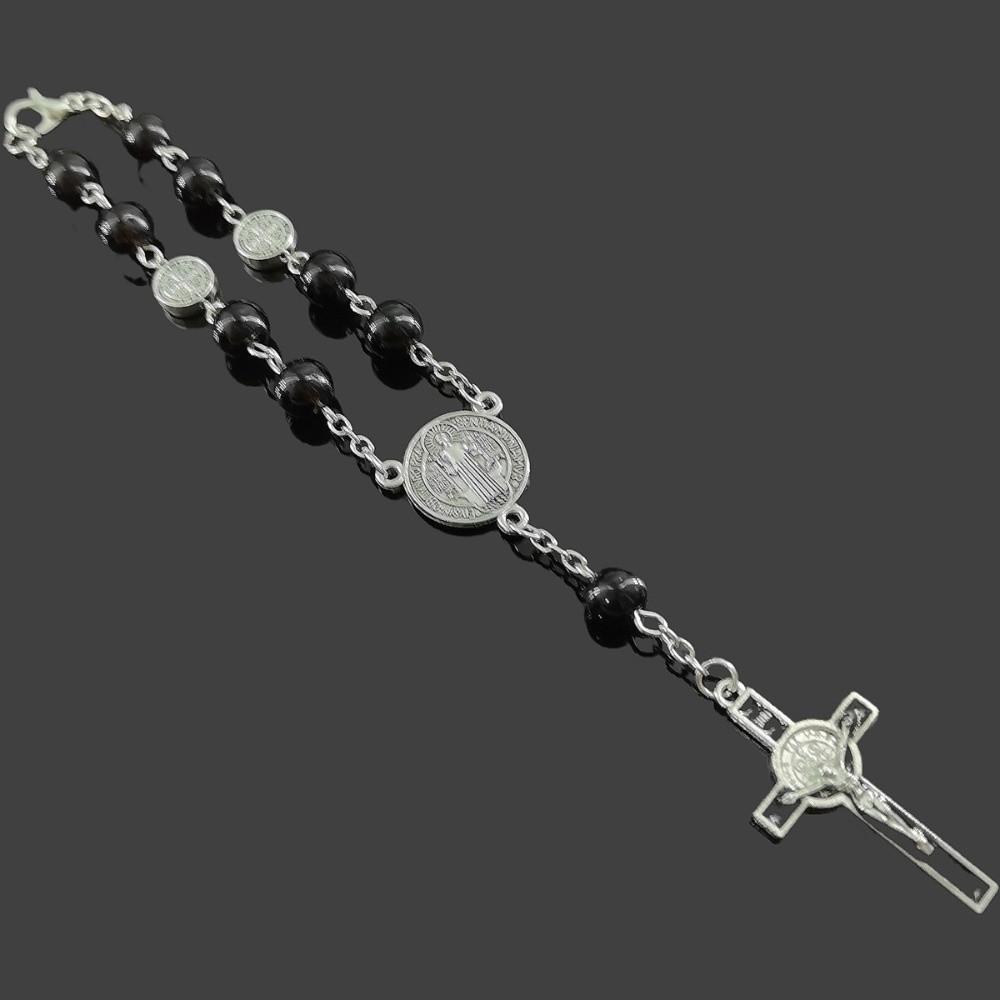 Long Religious Jewelry Set Imitation Pearl Christian Bracelet Cross Pendant Necklace Daily Wear