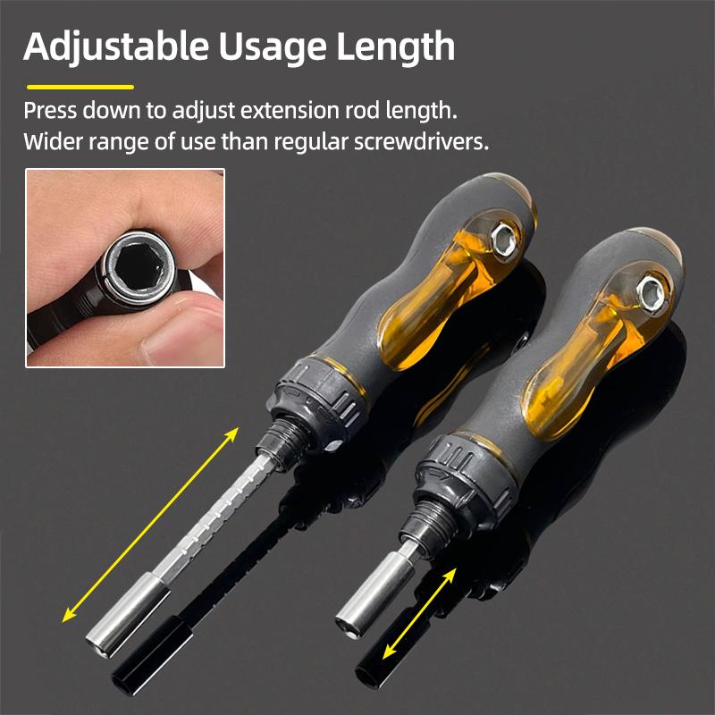 Telescopic Screwdriver Magnetic Bits Drivers Set Adjustable Ratchet Wrench Dual-Purpose Spanner Handle Socket Repair Hand Tools