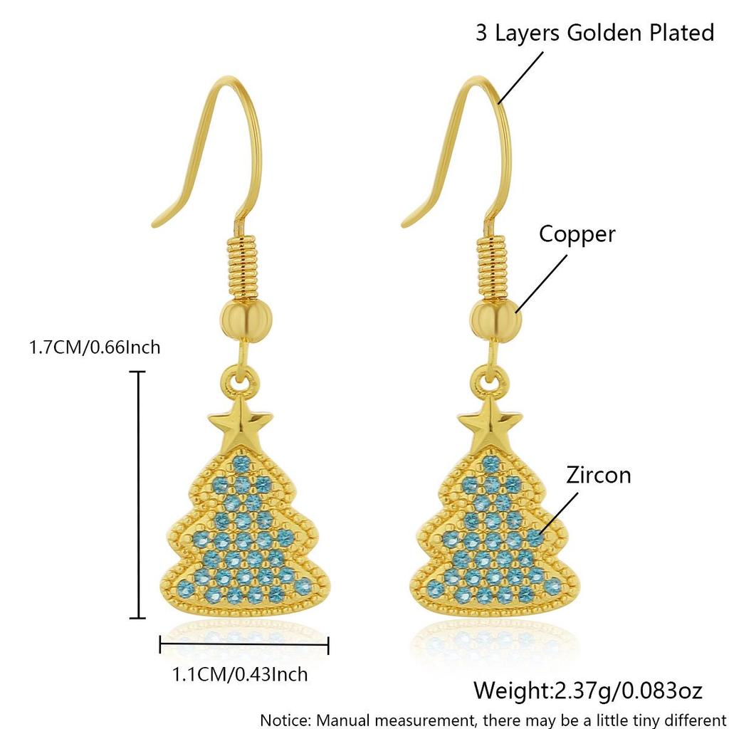 18K Gold-Plated Christmas Earrings: Snowman, Snowflake, Tree & Hat Studs