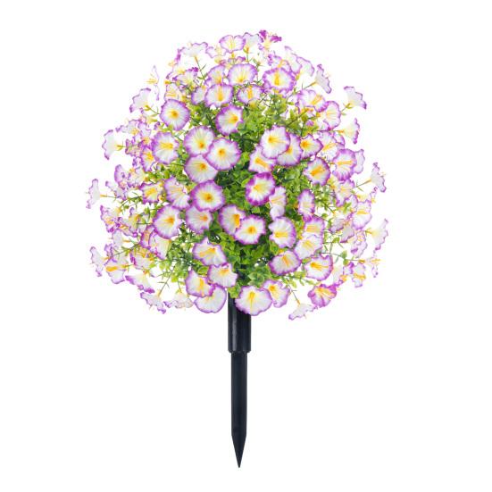 Faux Morning Glory Flowers Artificial Morning Glory Bush with Ground Spike Realistic Fake Greenery Shrubs for Farmhouse Porch Patio Decoration