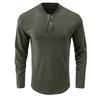 И Зимняя Мужская Футболка с Полуоткрытым Воротником Однотонная Футболка с Длинным Рукавом Повседневная Рубашка с Пуговицами