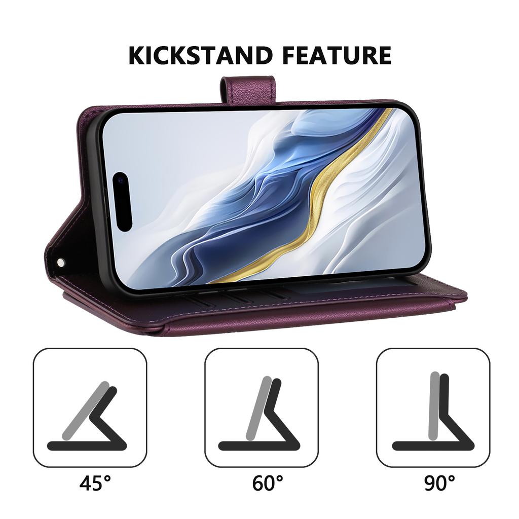 Для Xiaomi Poco M7 Plus 5G/M7 4G (169 мм) Кожаный чехол с цветочным тиснением в виде бабочки, кошелек на молнии, подставка, крышка с ремешком на запястье