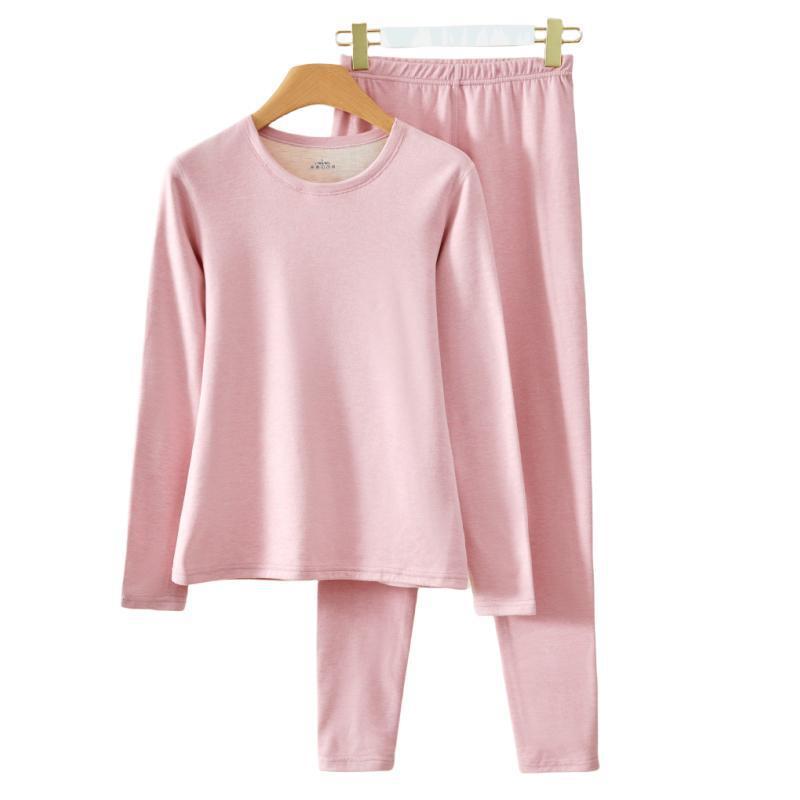 Комплект нижнего белья из шелка и кашемира для мужчин и женщин с круглым вырезом