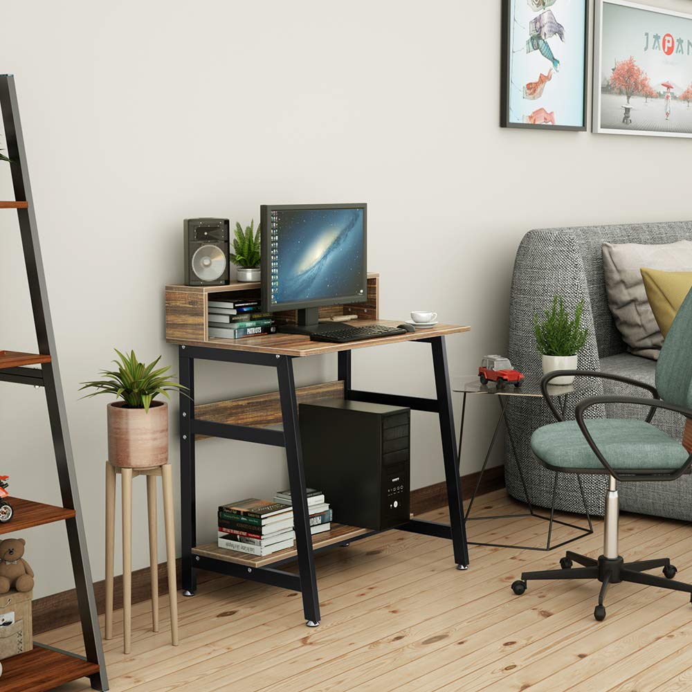 Компьютерный стол DEWEL для удаленной работы с подставкой для монитора Ширина 80 см Высота 90 см Грузоподъемность 70 кг Компьютерный стол Рабочий стол Офисный стол Жесткий стол с местом для хранения
