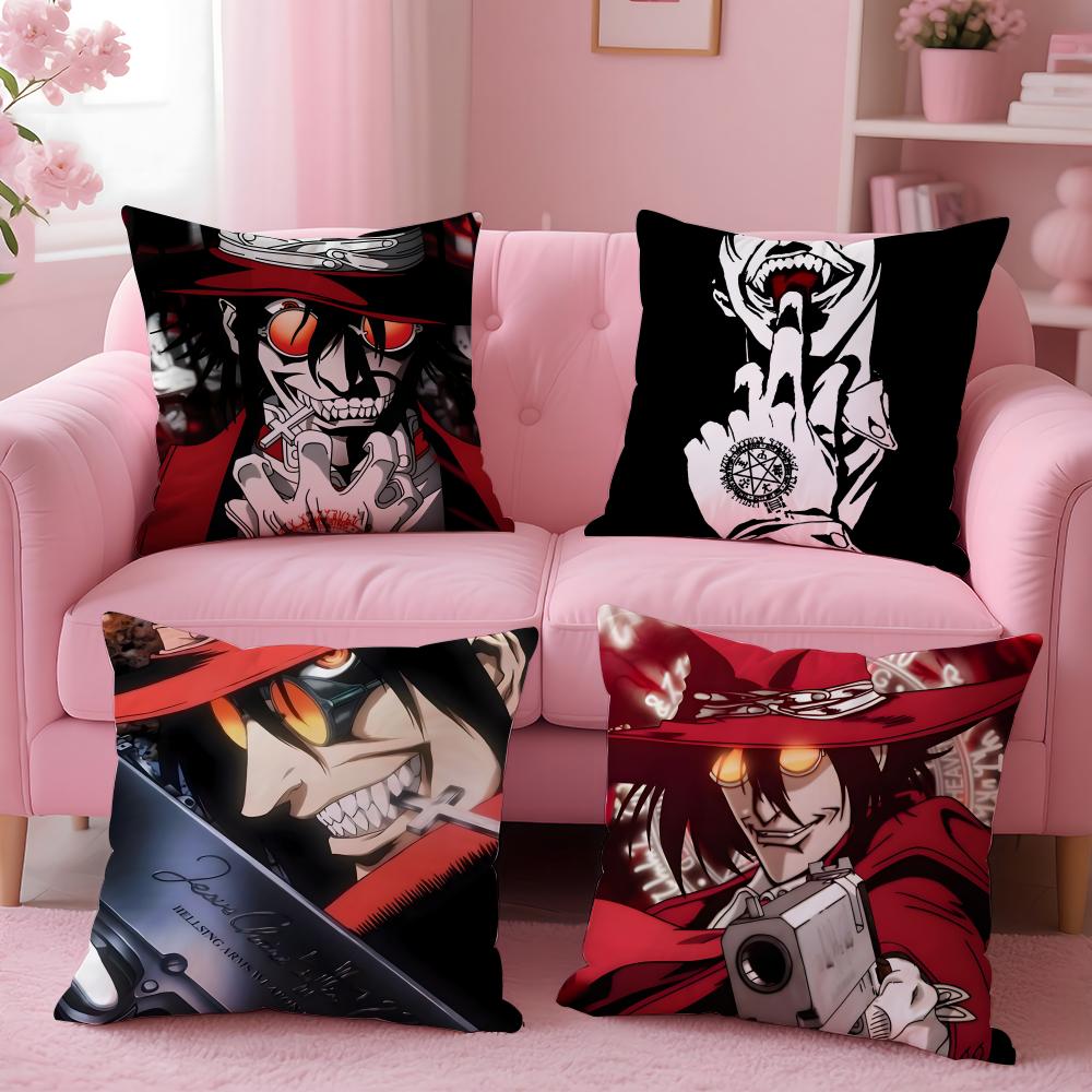 Dark Japanese Anime HHellsing Ultimate Cushion Cover Pillow Case Soft Skin Friendly Fabric  Concealed Zipper