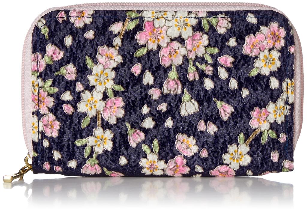 Uni Made In Futago Chirimen Japanese Pattern Case (0609-3) Seni, Japan, Multi-Card [Cherry Blossom/Navy]
