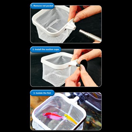 Сачок для аквариума с телескопической ручкой из нержавеющей стали, более глубокая сетка, квадратная сетка для аквариума, для креветок, остатков корма для мальков рыб