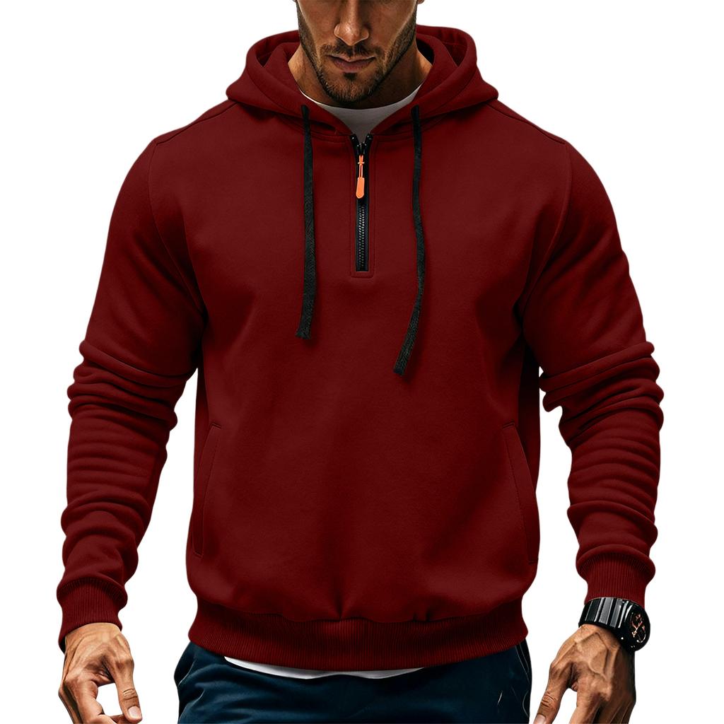 Men's Fleece Hoodie Casual Long Sleeve 1/4 Zipper Pullover Sweatshirts