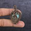 Republic Larimar Gemstone Handmade Copper Wire Wrap Jewelry Pendant 2.05" p1J34
