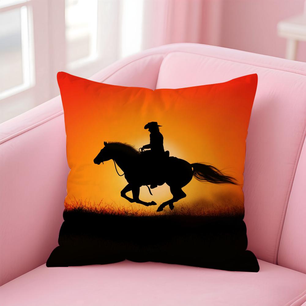 Dynamic Bold Cool Rider Horse Painting Cushion Cover Linen Pillowcase Cover Soft Decor for Sofa Home Room