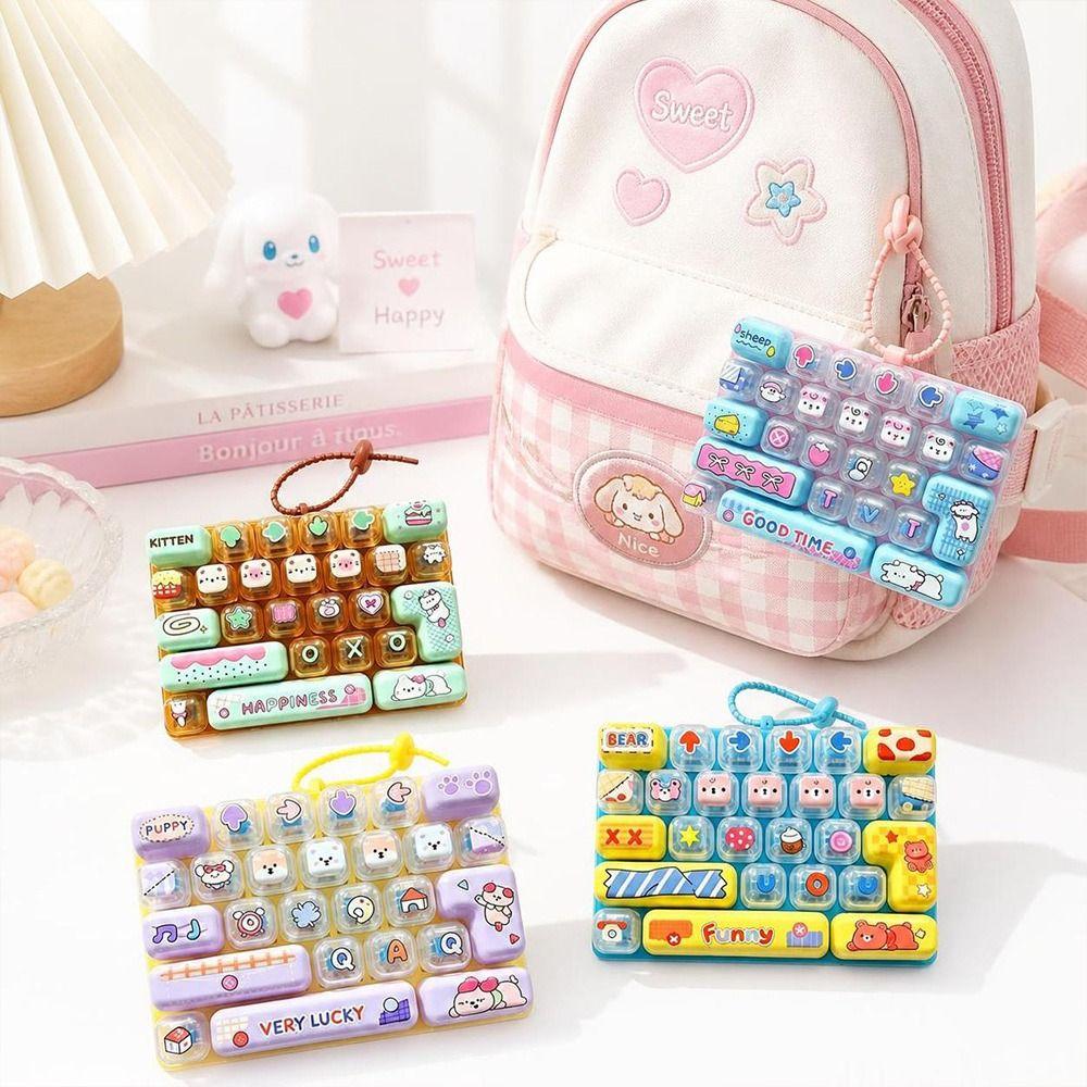 Hanging Stress Relief Fidget Toy Transparent Bag Pendant Cute Keyboard Keychain Toy Bag Charm