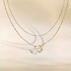 Emporio Armani Серия Жемчуг Двойная Цепь Многослойный Дизайн Легкое Универсальное Ожерелье Женское ожерелье Золотая Латунь EGS3273710