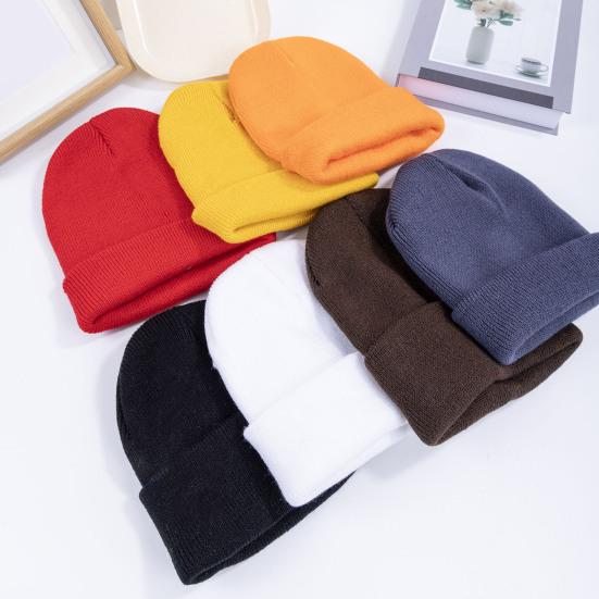 Unisex Knitting Hat Solid Color Men Women Brimless Hat Winter Soft Breathable Warm Stretchy Hat Outdoor Wear