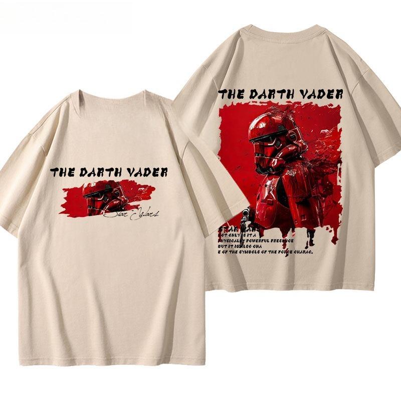 2026 Новый Стиль Звездные Войны Star Wars Короткий Рукав Американский Ретро Повседневный Уличный Прочный Текстурированный Тяжелый Хлопковый Футболка