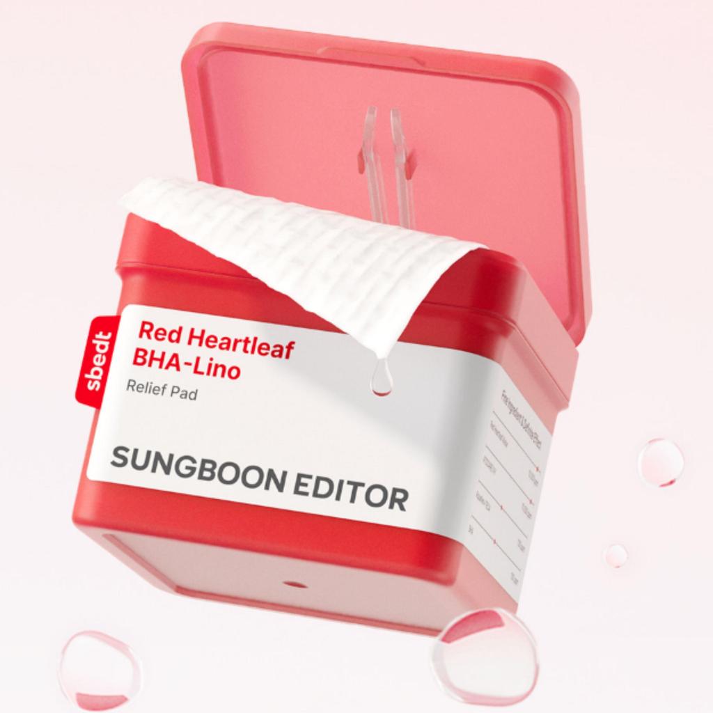SUNGBOON EDITOR Red Heartleaf BHA-Lino Relief Pad BHA Pore & Blemish Soothing Care 60 Pads