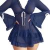 Beauty sexy lingerie perspective seduction passion uniform mesh suspender short skirt women