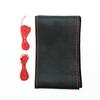 COZENTA Steering Wheel Cover Genuine Leather Braided 38cm (Black Red Punching)