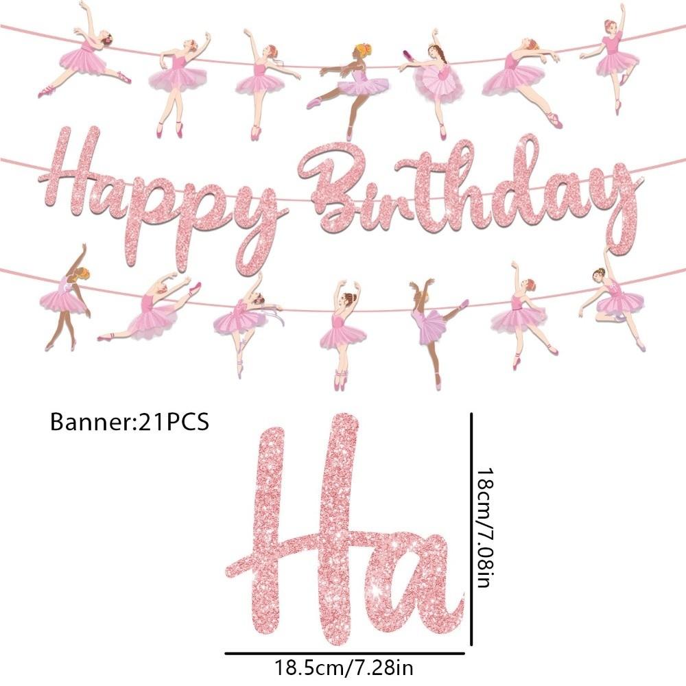 Paper Material Ballet Birthday Banner Pink Color Ballet Theme Set Birthday Party