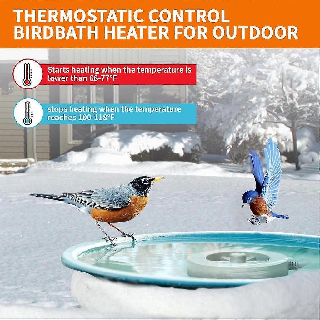 Bird Bath Heater for Outdoors in Winter, 70W Birdbath De-Icer, Chicken Waterer Heater Deicer with Thermostatically Controlled