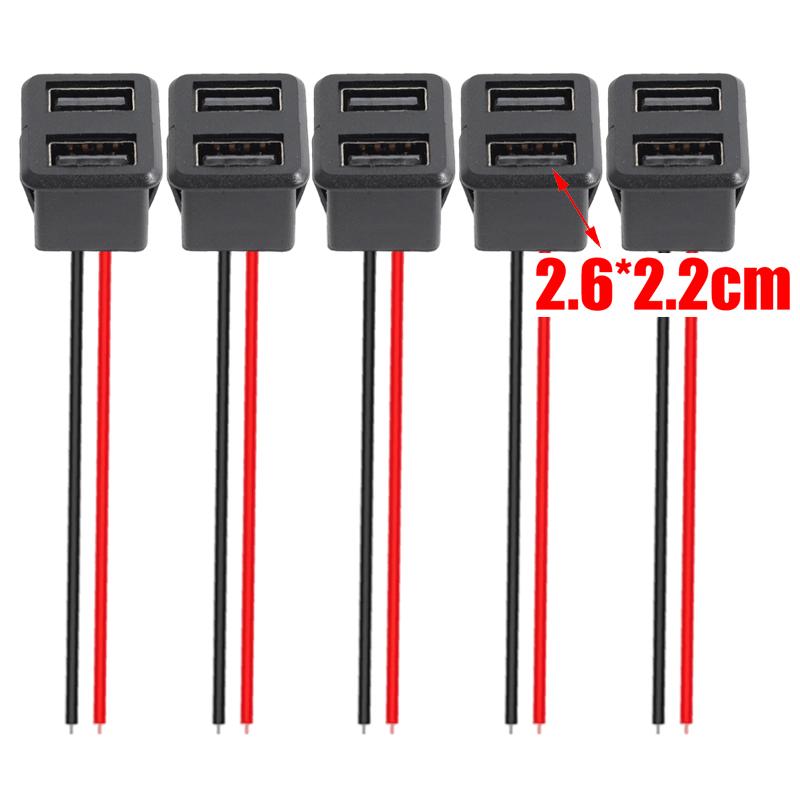 5/1pcs Double Layer Usb Female Base Type-C Socket and Female Usb Lamp Charging Socket Power Socket with Cable 2A Connector